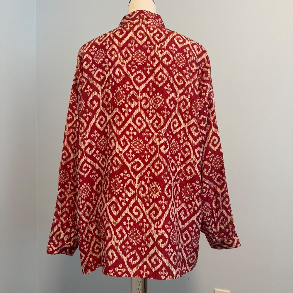 Michael Michael Kors Women’s Plus 100% Silk Long Sleeve Red Blouse Size 16 W - Picture 3 of 7
